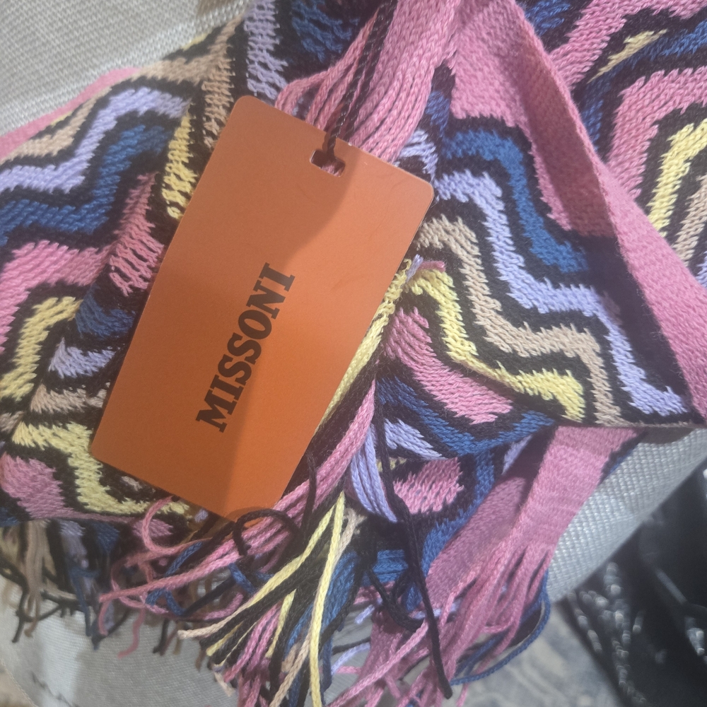 Missoni Vibrant Zigzag Scarf in Pink, Blue, and Yellow